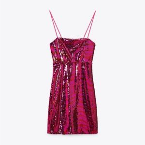 Zara Pink Sequin Mini Dress // Size M